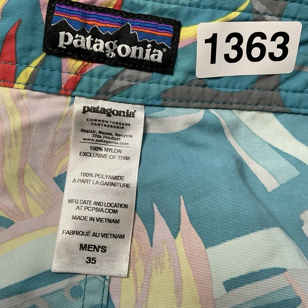 Patagonia Swim Trunks Men 35 Blue Floral Bird Of Paradise Wavefarer Board Shorts